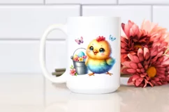 Colorful Smiling Baby Chicken with Bucket Clipart Product Image 2