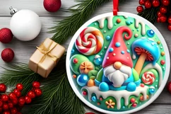 Round Christmas Ornament Sublimation|Clipart Product Image 1