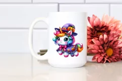Baby Unicorn Halloween Watercolor Clipart Product Image 2