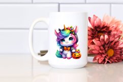 Baby Unicorn Halloween Watercolor Clipart Product Image 2