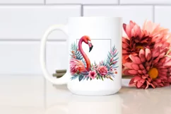 Vibrant Flamingo Floral Frame | Sublimation Clipart Product Image 2