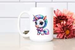 Watercolor Pastel Cute Baby Unicorn Posing as Johny Bravo Product Image 2
