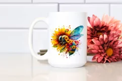 Colorful Bee with Sunflower Body, PNG Product Image 2