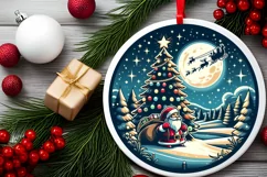 Round Christmas Ornament Sublimation|Clipart Product Image 2