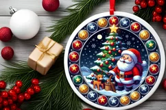 Round Christmas Ornament Sublimation|Clipart Product Image 2