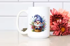 Cute Small Smiling Gnome in Basket Watercolor Art | Clipart Product Image 2
