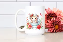 Colorful Small Baby Bear Cradle Flowers Watercolor Clipart Product Image 2