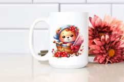 Colorful Small Baby Bear Cradle Flowers Watercolor Clipart Product Image 2