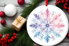 Snow Flake Christmas Round Cute Ornament Sublimation Product Image 1