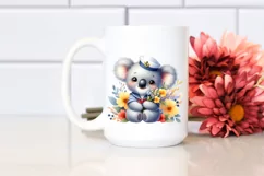 Colorful Small Baby Koala Sailor Flowers Watercolor Clipart Product Image 2