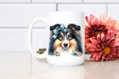 Watercolor Cute Collie Sublimation Clipart Product Image 2