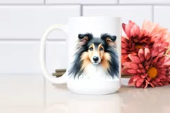Watercolor Cute Collie Sublimation Clipart Product Image 2