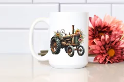Watercolor Vintage Rusted Tractor Clipart Product Image 2