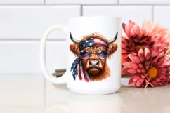 Sublimation USA Flag Highland Cow Portrait | Big Eyes Product Image 2