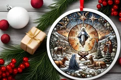 Round Christmas Ornament Sublimation|Clipart Product Image 1