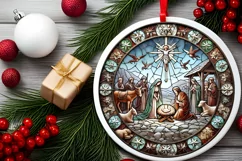 Round Christmas Ornament Sublimation|Clipart Product Image 1