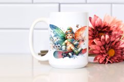 Baby Fairy with Snowboard, Watercolor PNG Product Image 2