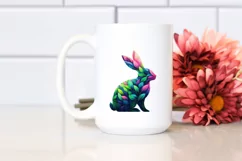 Abstract Vibrant Rabbit with Plant Leaves PNG Product Image 2