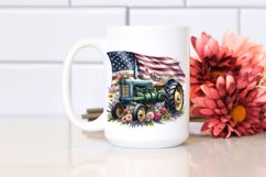 Vintage Tractor Flowers,USA Flag | Sublimation | Clipart Product Image 2