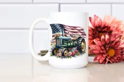 Vintage Tractor Flowers,USA Flag | Sublimation | Clipart Product Image 2