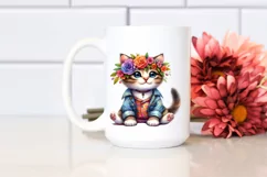 Happy Cat with Floral Wreath, Transparent PNG Product Image 2