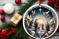 Round Christmas Ornament Sublimation|Clipart Product Image 2