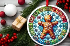 Round Christmas Ornament Sublimation|Clipart Product Image 1