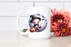 Cute Baby Octopus on Moon PNG Product Image 2