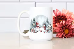 Cute Snowman in Winter Scenery PNG Product Image 2