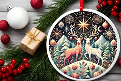 Round Christmas Ornament Sublimation|Clipart Product Image 1