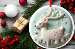 Christmas Deer with Melting Edges Round Sticker Ornament Product Image 2