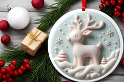 Christmas Deer with Melting Edges Round Sticker Ornament Product Image 2