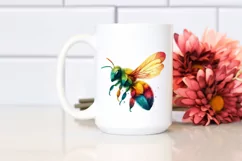 Abstract Vibrant Bee with Plant Leaves PNG Product Image 2