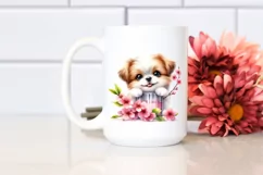 Smiling Babydog with Cherry Blossom | Sublimation | Clipart Product Image 2