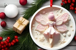 Christmas Fairy with Melting Edges Round Sticker Ornament Product Image 2