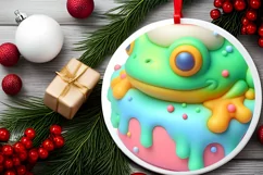Christmas Frog Round Sublimation PNG Product Image 2