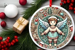 Round Christmas Ornament Sublimation|Clipart Product Image 1