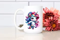 Dancing Baby Unicorn Watercolor PNG Product Image 2