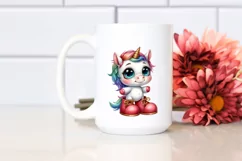 Expressive Baby Unicorn with Large Shoes | Watercolor Product Image 2