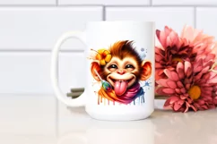 Funny Monkey Portrait Tongue Out | Sublimation Clipart Product Image 2