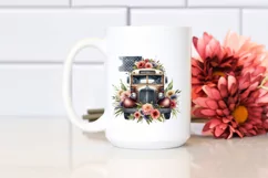 Watercolor Vintage Bus Flower USA Flag Product Image 2