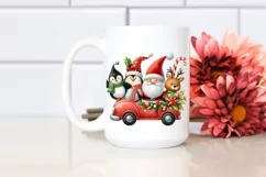 Cute Christmas in Car Scene PNG Product Image 2