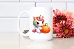 Cute Baby Unicorn Pumpkin Clipart Product Image 2