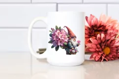 Detailed Watercolor Gnome with Rhododendron | Clipart Product Image 2