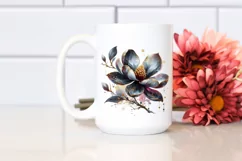 A Shiny Magnolia Clipart with Watercolor Splash Product Image 2