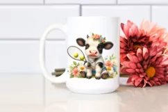 Cute Cow Playing Tennis Style | Clipart Product Image 2