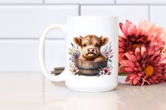 Highland Cow with Flowers, Transparent PNG Product Image 2