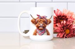 Cow Watercolor Highland Cow with Housewife Bandana | Clipart Product Image 2