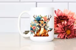 Funny Cute Deer Watercolor Summer Sticker Clipart Product Image 2