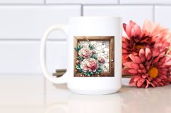 Wooden Frame with Stained Peonies | Sublimation | Clipart Product Image 2